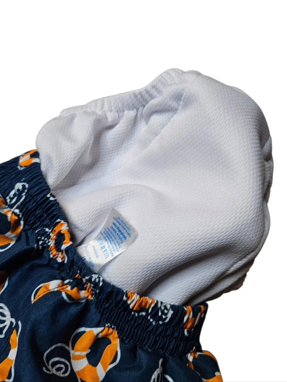 iPlay 3T Navy Orange Life Preserver Swim Trunks UPF 50+